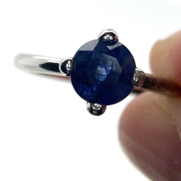 Blue Sapphire 1.36ct Platinum Finish Solid 925 Sterling Silver Ring - Picture 1 of 8